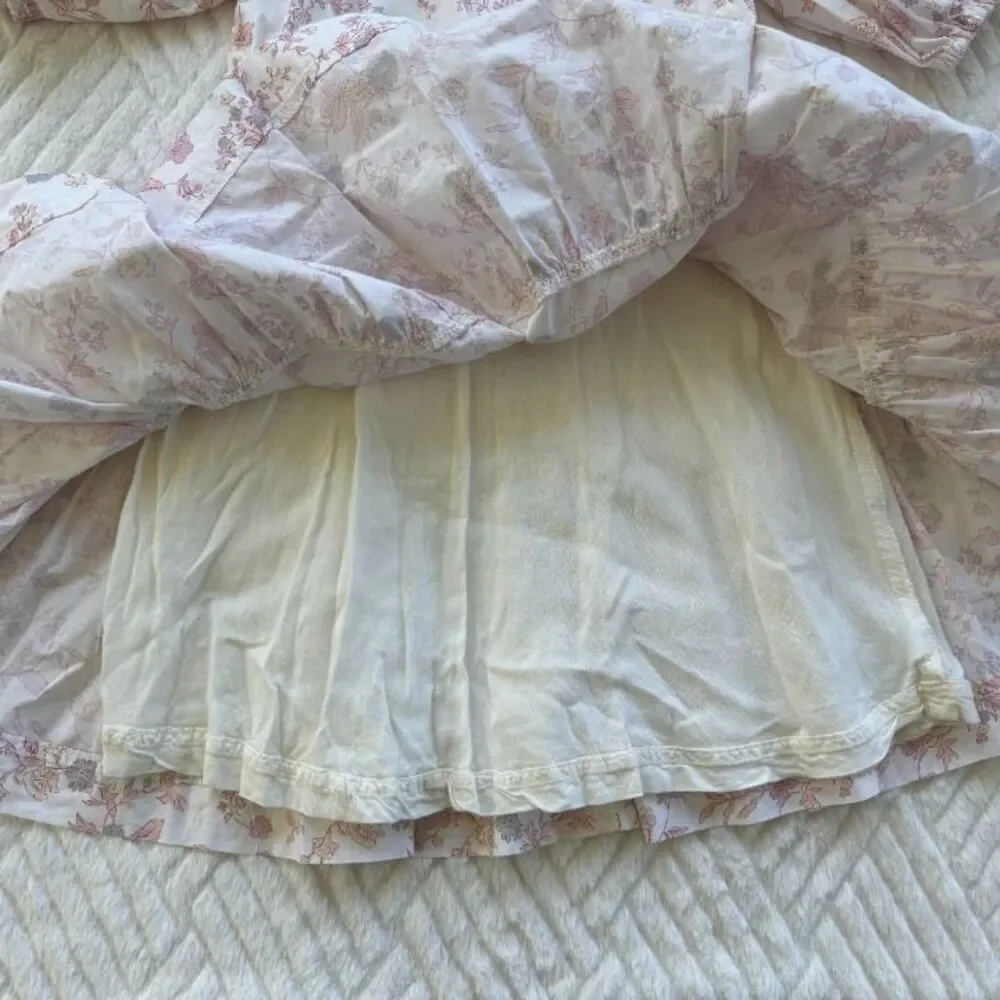 Noralee Girls Size 2 Floral Dress Puff Sleeve Tiered Lined Cottagecore
